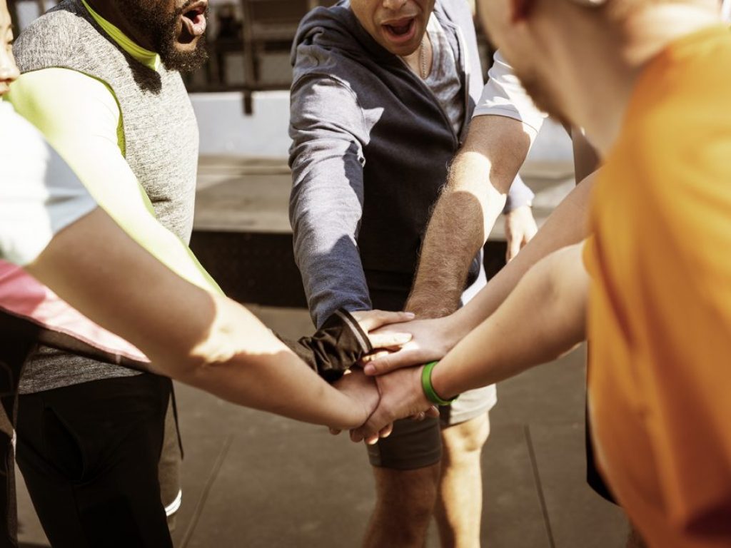 People exercising at fitness gym